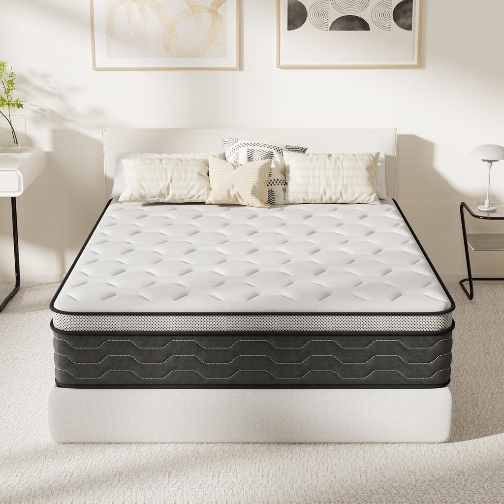 DEWINNER Mattresses 135 x 190 cm | Height 27 cm | Memory Foam + Pocket Springs | 7 Zones | Medium Firmness and Maximum Breathability | Ideal Choice for Bedrooms and Apartments