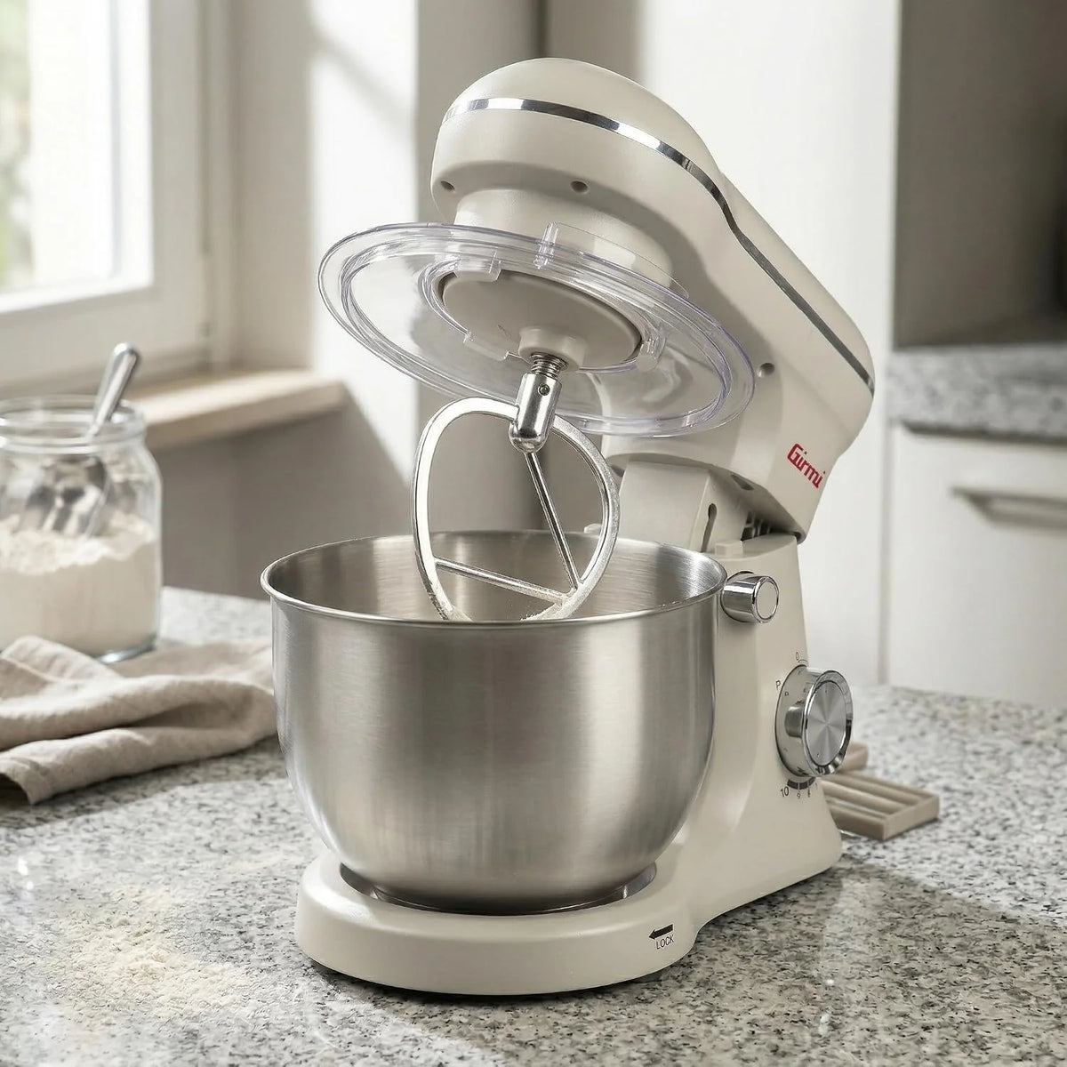 Girmi IM21W Batidora amasadora 5 L, 1500 W máx, 10 velocidades, Gesso