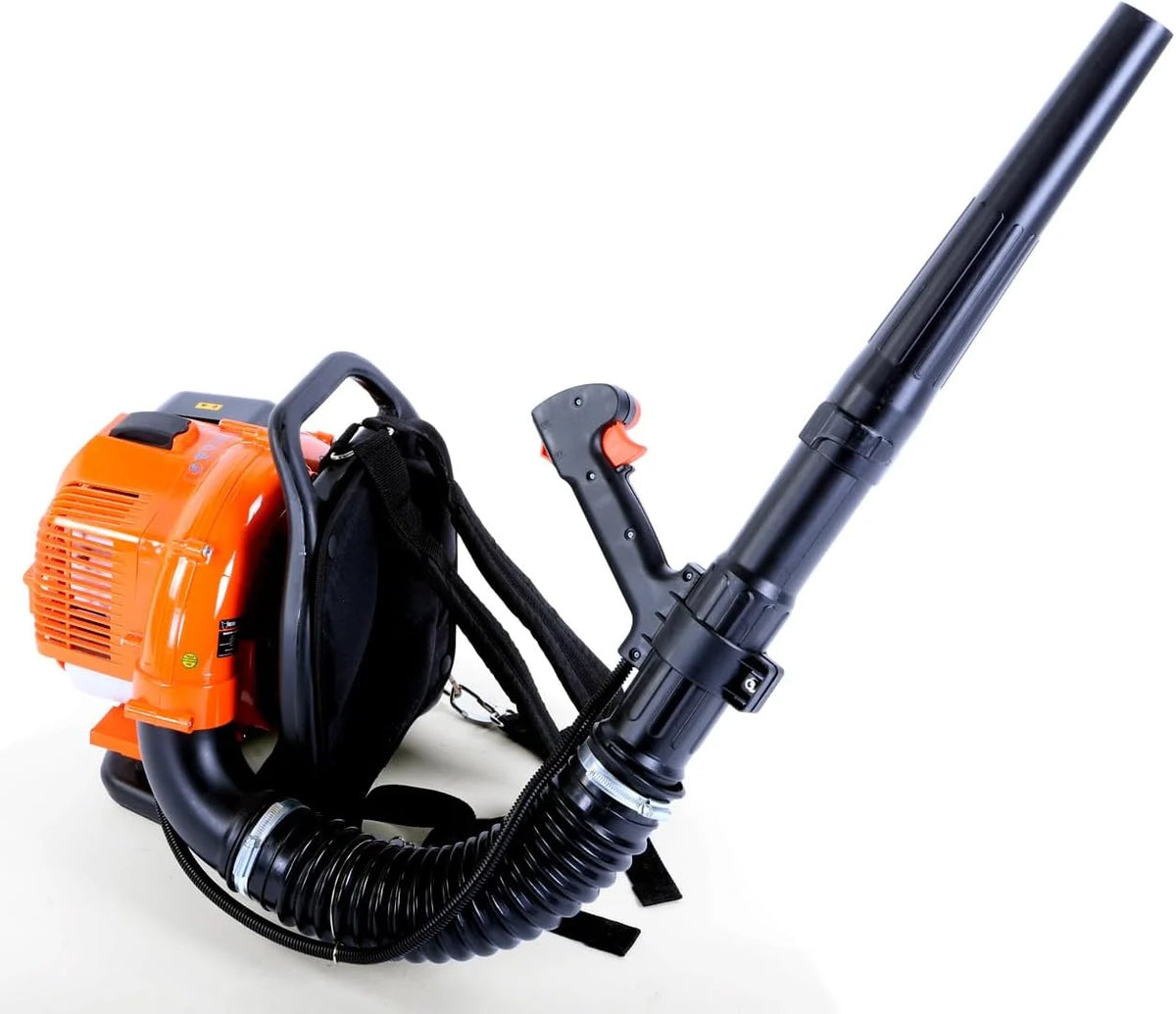 Soplador de Mochila de Gasolina FUXTEC FX-LB133T, más de 300km/h (186mph), 0.9kW, 1.2hp, Motor de 2 Tiempos de 33cc, Tanque (650ml), Almohadilla - fácil de soplar Las Hojas o la Nieve