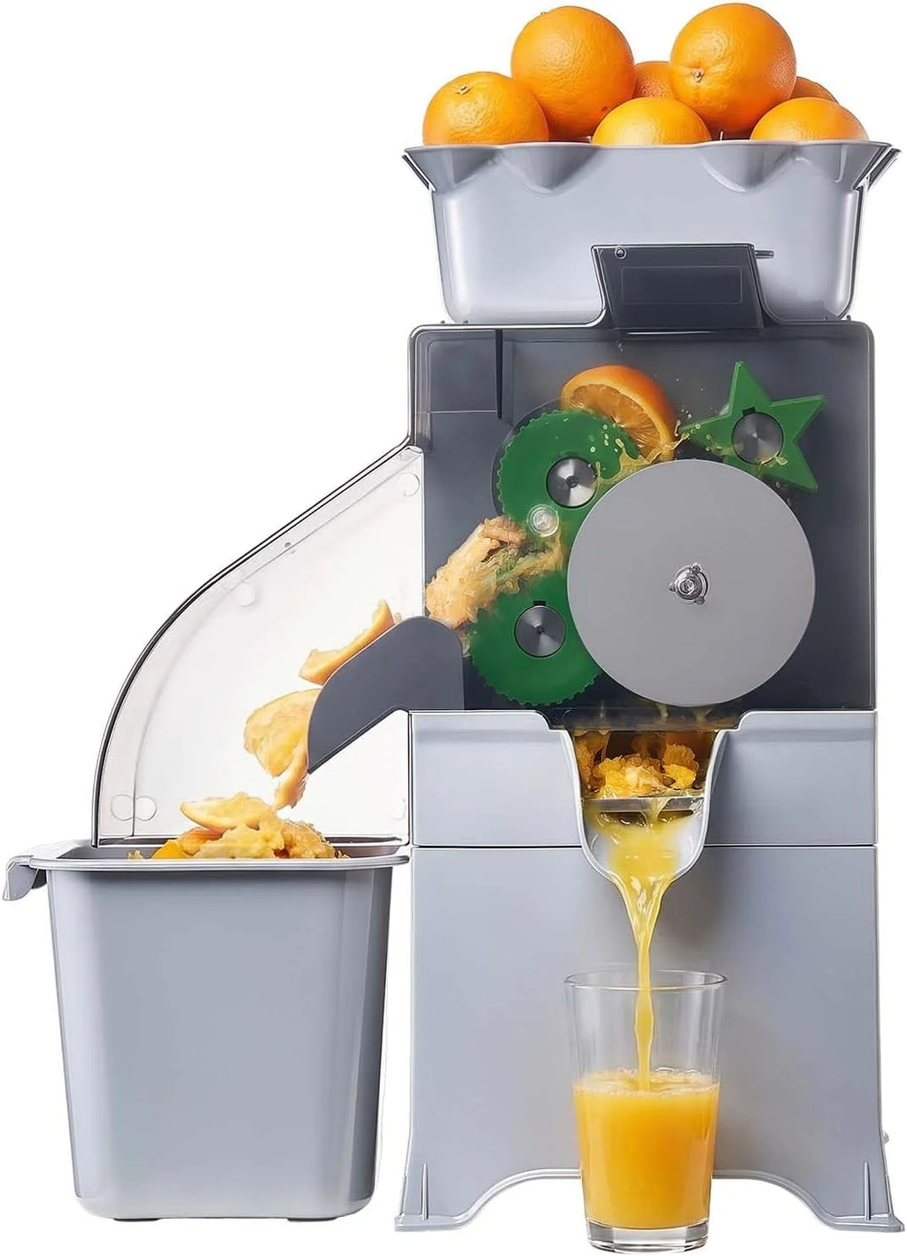 VEVOR Máquina Exprimidora de Naranjas Comercial 100 W de Acero Inoxidable, Con Tapa de policarbonato, Con Recipiente y Cesta de Fruta, 60 y 80 kg de Cítricos por Hora, Para Limones, Frutas Cítricas