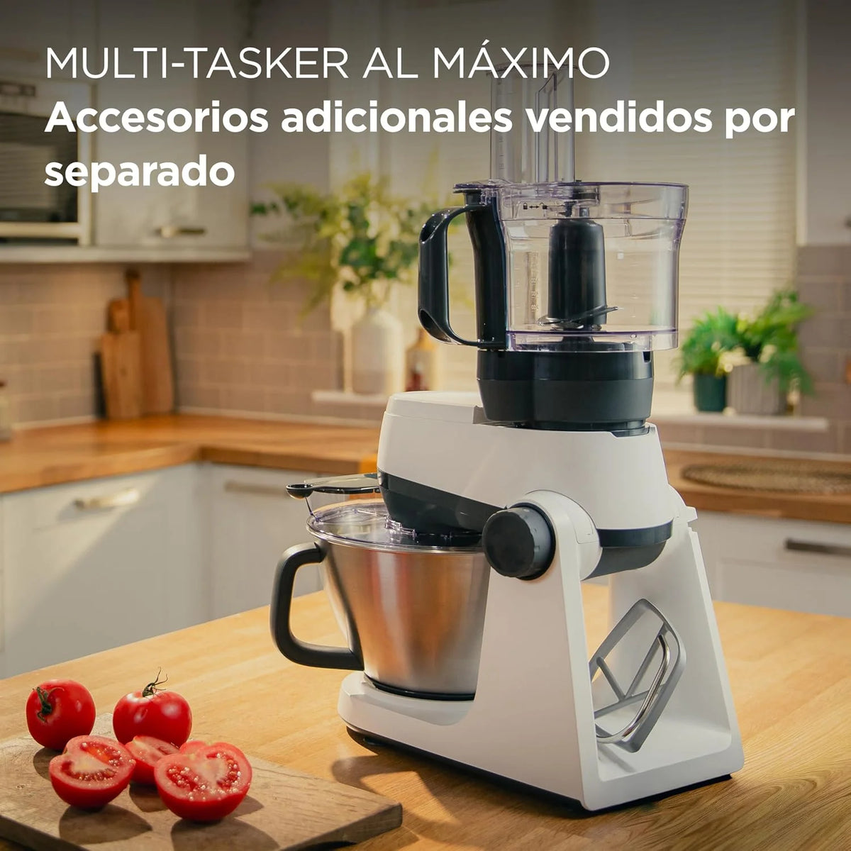 Kenwood Multi Tasker – Robot de Cocina con Cabezal Elevable, Bol 4,3L, Capacidad 1,7 kg de Masa, Amasadora y Batidora de Vaso con Conexión para Accesorios y Tapa Antisalpicaduras, Blanco (KHC30.000WH)