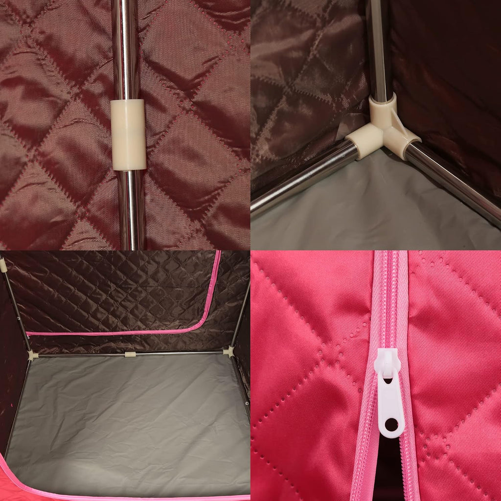 MINGYI Sauna de vapor portátil y plegable de 1000 W con cabina de vapor, generador de vapor de 2,5 camas y mando a distancia, 100 × 80 × 170 cm (rojo)