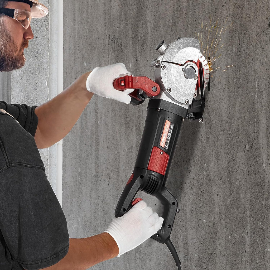 VEVOR Cortadora de Pared Profundidad de Corte de 34 mm, Máquina Cortadora de Pared 2500 W, Ranuradora de Pared Ancho de Corte de 42 mm, con 5 Hojas de Sierra, Diámetro de 160 mm con Rayos Infrarrojos