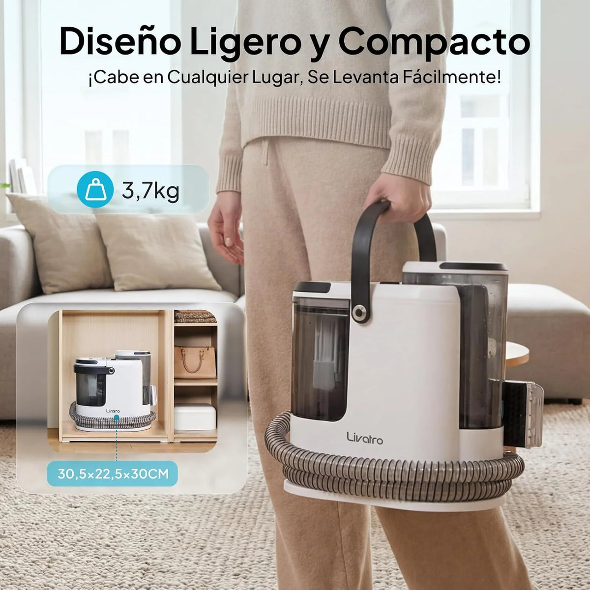 Livatro Limpia Tapicerías a Vapor 100°C para Sofás y Tejidos