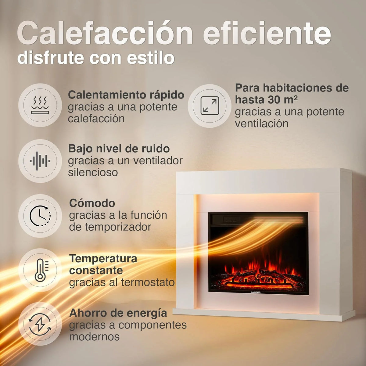 KAMINIO® Matti Modern 38 White Electric fireplace Floor-standing decorative