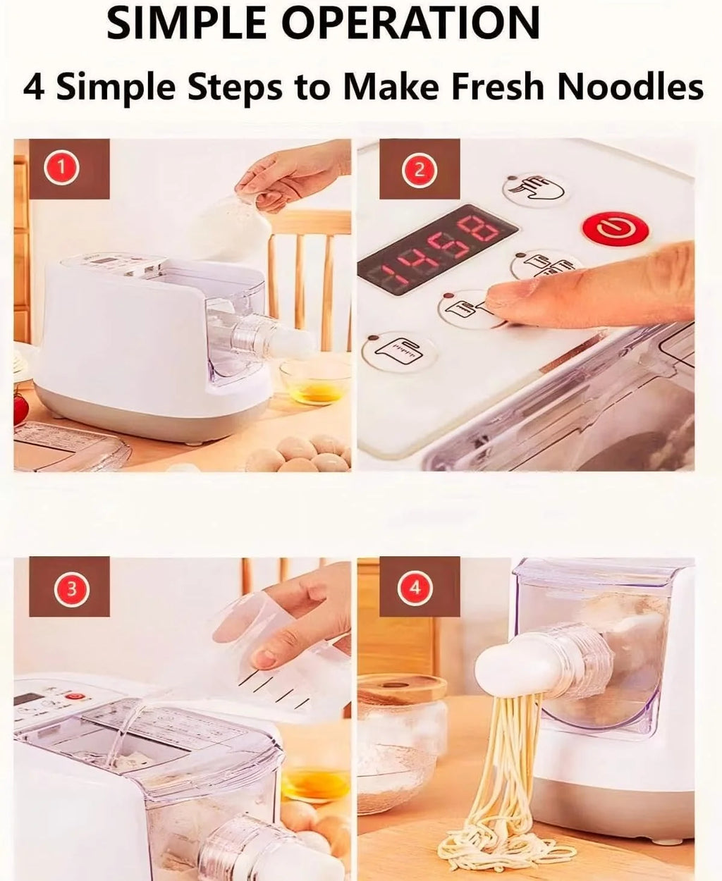 Máquina Para Hacer Pasta Eléctrica de 260 W, Máquina Para Hacer Pasta Totalmente Automática Para el Hogar, Máquina Para Hacer Fideos con 14 Tipos de Moldes Para Fideos, Capacidad de Harina de 480 G