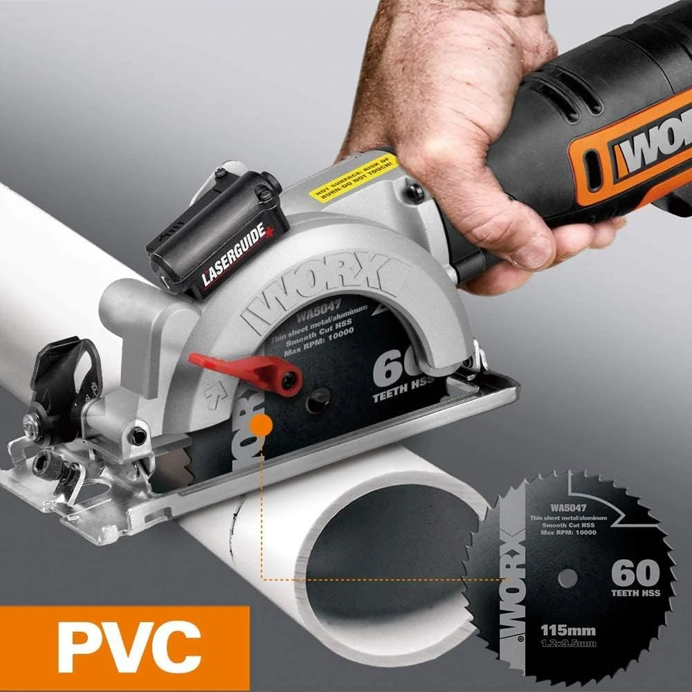 WORX Sierra circular WORXSaw XL 46mm, 800W | WX437 | Guía láser, sistema de aspiración integrado, rápido ajuste de profundidad, cambio de disco sencillo