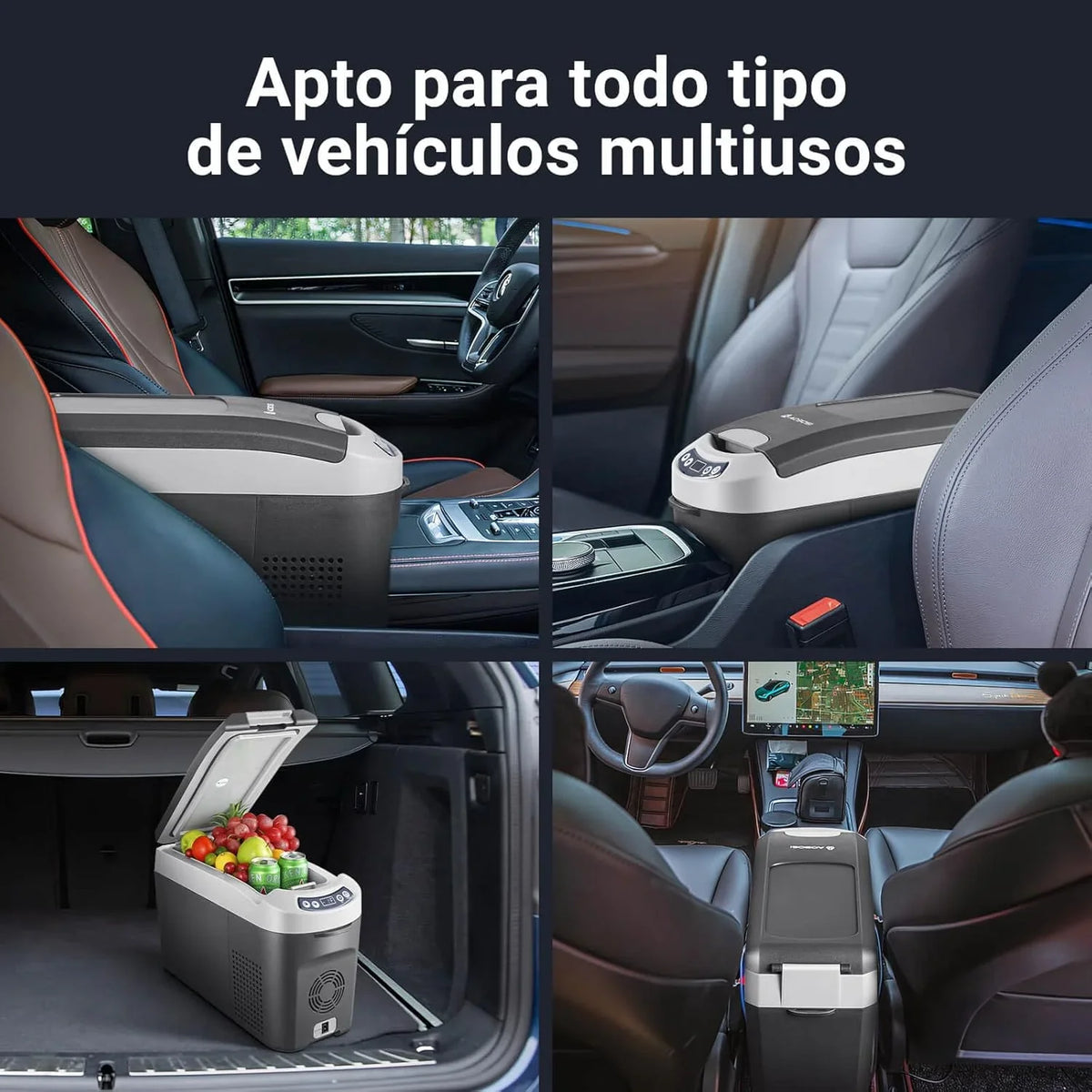 AAOBOSI Nevera Portátil 15 litros, Nevera 12V 24V DC Compresor, con una Capacidad de Cefrigeración de +20℃ a -15℃ para coche, camión, barco y autocaravana