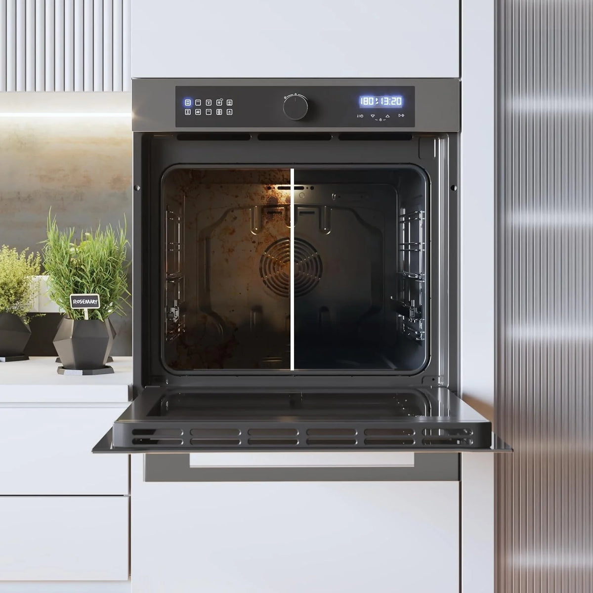 Cecotec Horno Integrable Multifunción 60cm Bolero Hexa AF316000 Inox A 3400W, 72L Capacidad, 11 Funciones con Airfryer Master, Pizza Master, Steam Asisst, Steam EasyClean, 3D Cooking, Defrost