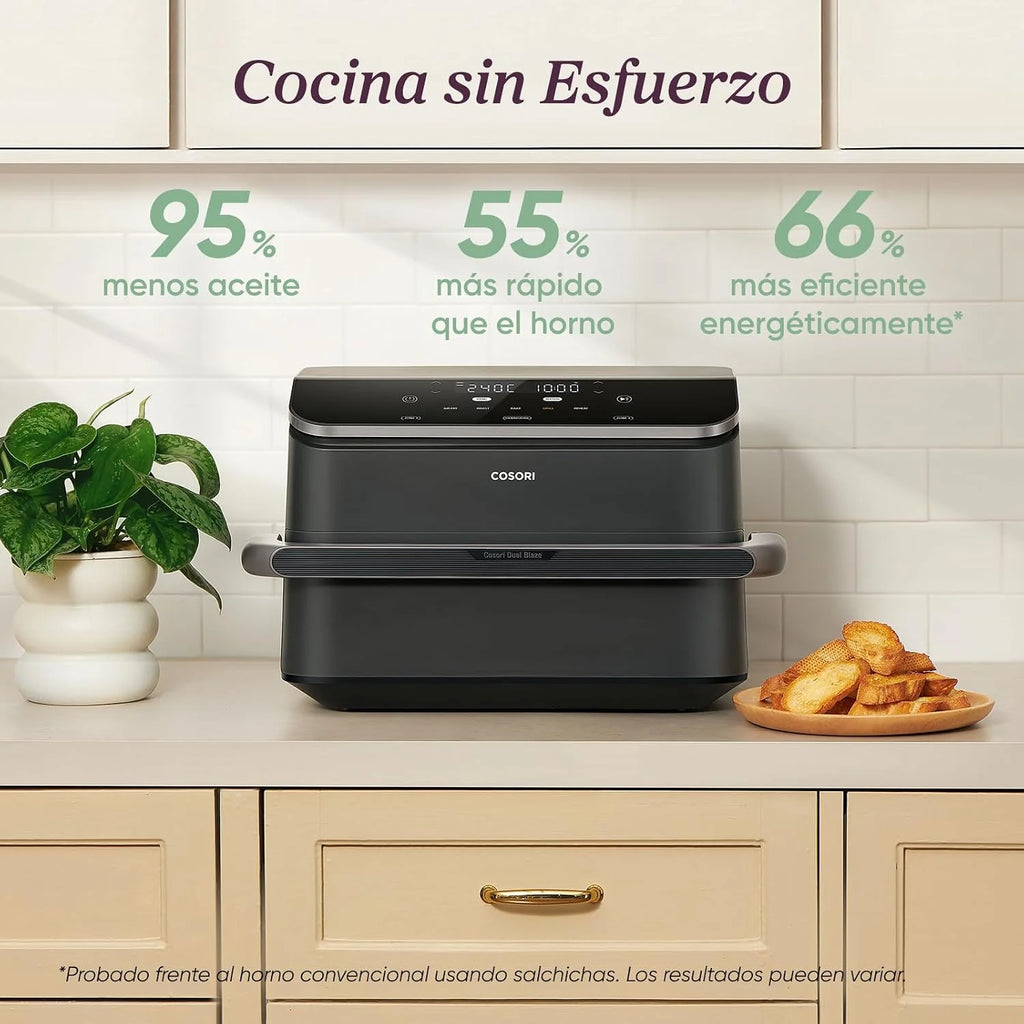 Cosori Freidora de Aire 10L Dual Blaze Twinfry, Doble Cesta con Divisor