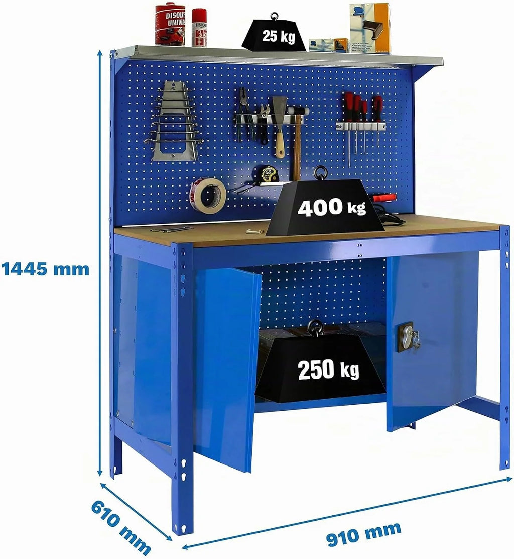 Simon Rack Banco de Trabajo con Panel Perforado y Cabina 910x610 mm - BT3