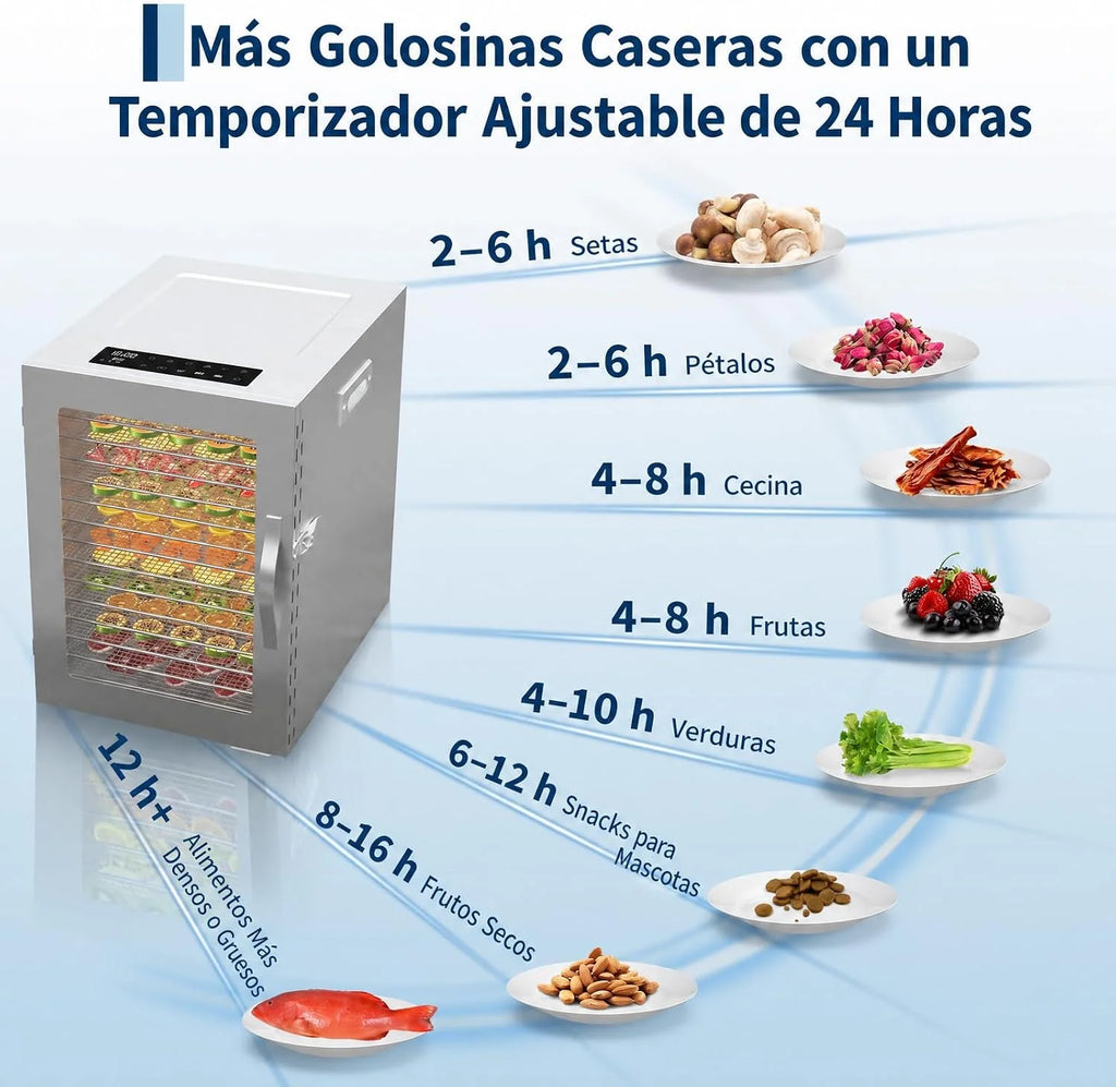 Garvee Deshidratador Alimentos 14 Bandejas Acero Inoxidable 1040 W 240 V
