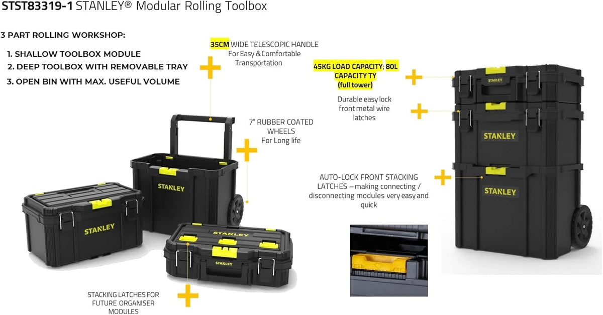 STANLEY Caja herramientas rodante modular 3 en 1, STST83319-1