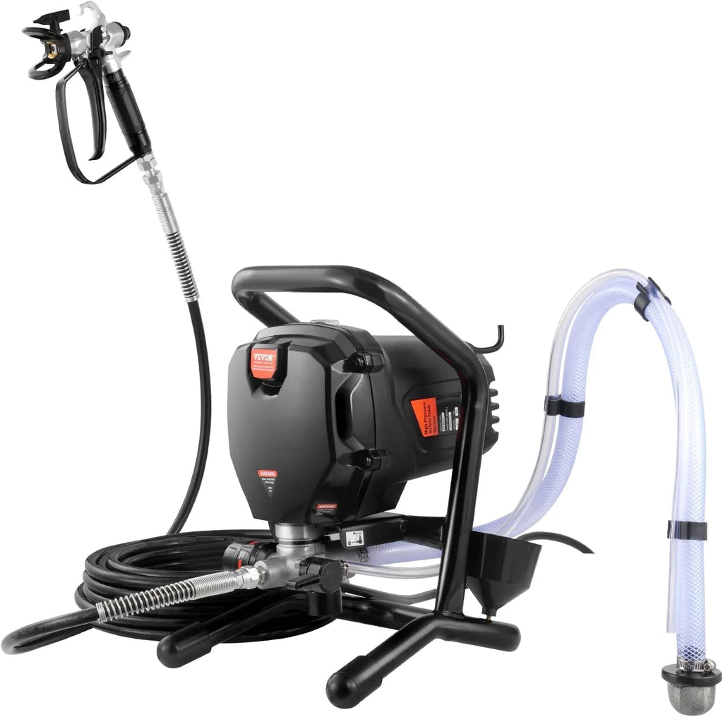 VEVOR Pulverizador de Pintura 750 W Máquinas Pintura Airless 1,2 L/min Pistola de Pulverización Eléctrica sin Aire Presión Máxima 3000 PSI con Manguera de 7,6 m para Pared, Mueble, Exterior, Interior
