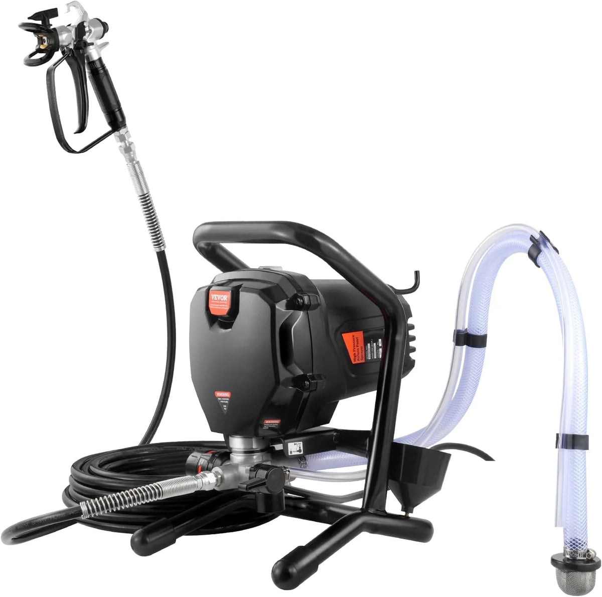 VEVOR Pulverizador de Pintura 750 W Máquinas Pintura Airless 1,2 L/min Pistola de Pulverización Eléctrica sin Aire Presión Máxima 3000 PSI con Manguera de 7,6 m para Pared, Mueble, Exterior, Interior