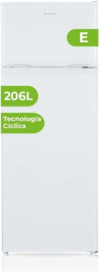 Aspes Frigorífico 2 Puertas Blanco AF145503E. Capacidad 206 Litros, Puerta Reversible, Bajo Nivel Sonoro, Eficiencia Energética Clase E