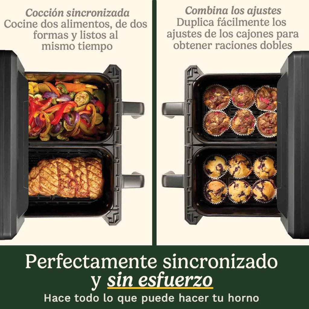 Cuisinart Air Fryer XXL Doble Zona | Sin PFAS | 2x5.2L | Fríe, hornea, deshidrata, mantiene caliente | Cocina 8+ raciones | Piezas lavavajillas