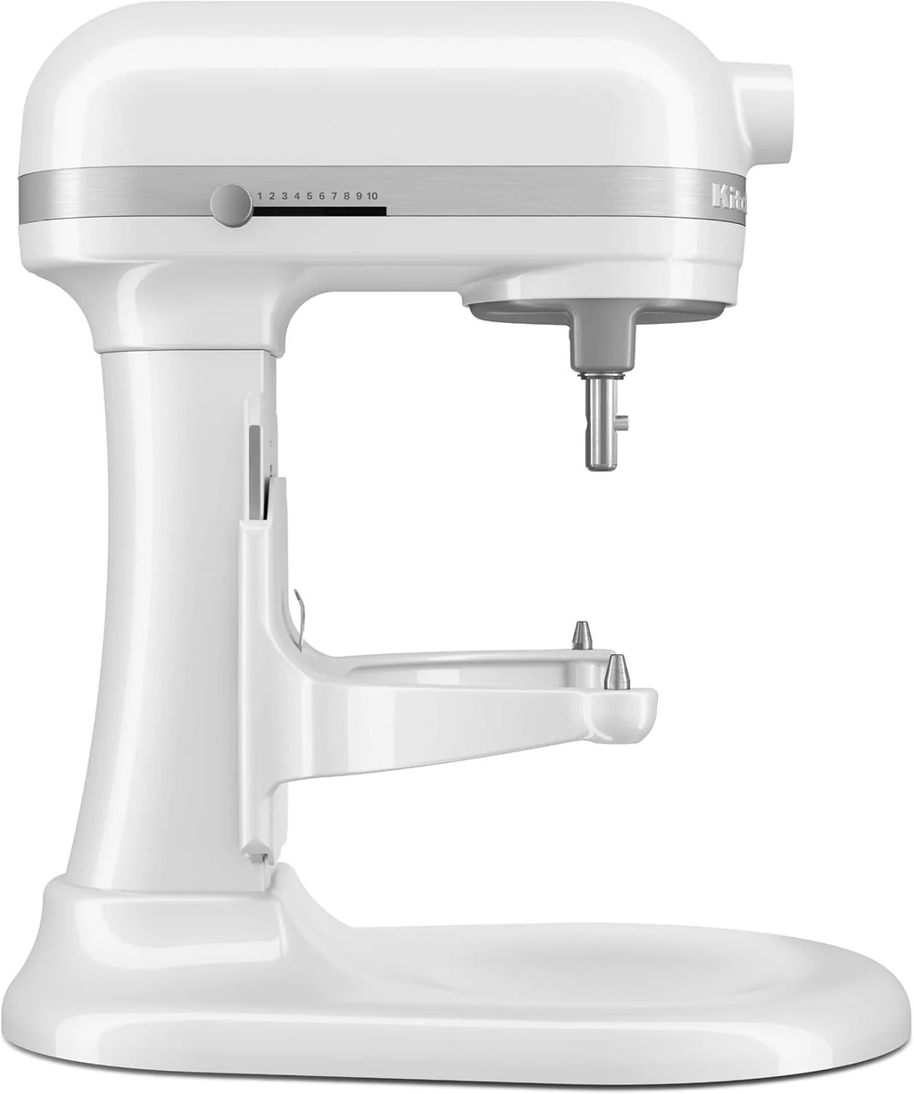 KitchenAid Batidora Amasadora Heavy Duty 6.6L, Engranajes Todo Metal, 11 Velocidades, Arranque Suave, Corte por Sobrecalentamiento, Bol 3 Puntos, Blanco