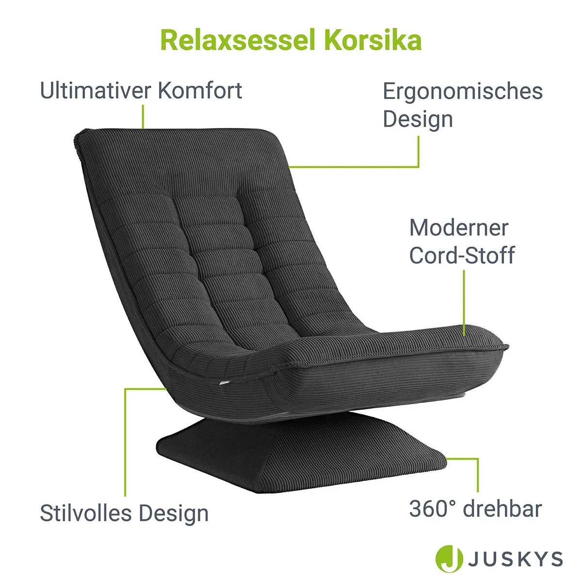 2025 Sillón relax Korsika en terciopelo acanalado
