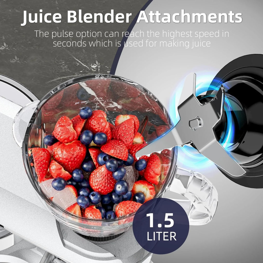 Homlee 3 In 1 Robot De Cocina con Picadora De Carne y Batidora,2000W Amasadora Multifunción, 5.5L Cuenco De Acero Inoxidable,1.5L Exprimidor De zumo, 6 Niveles De Velocidad