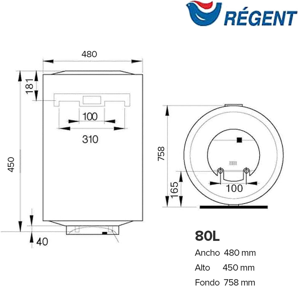Regent – Electric Thermos 80 Litres, Vertical Electric Water Heater