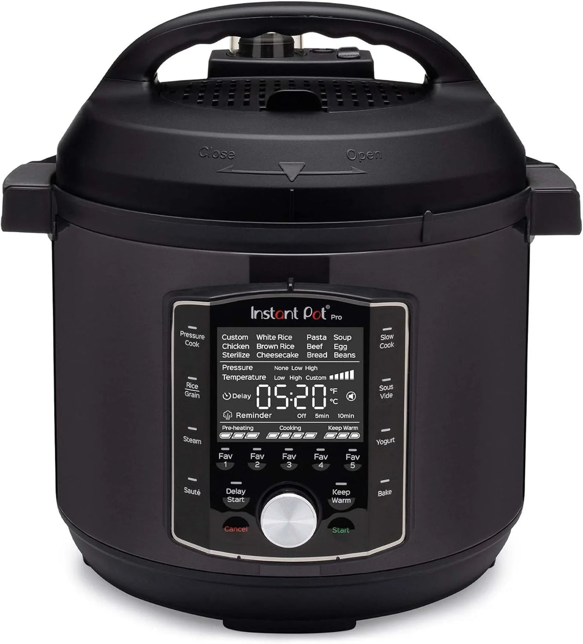 Instant Pot Pro Olla Eléctrica Multifunción 10 en 1, Olla Presión, Cocción Lenta, Arrocera, Vaporera, Yogurtera, Sartén para Saltear, Esterilizador – Acero Inoxidable, 1200 W – 7,6 L, Negro