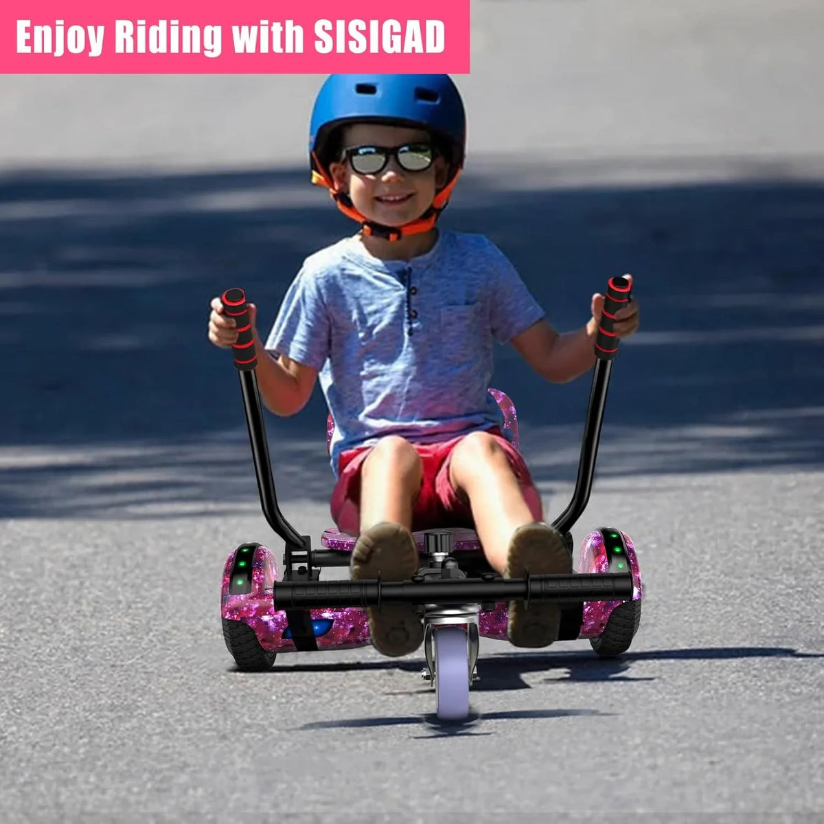 Hoverboard con asiento, tabla flotante autoequilibrada de 6,5" con altavoces Bluetooth y luces LED para niños y adultos