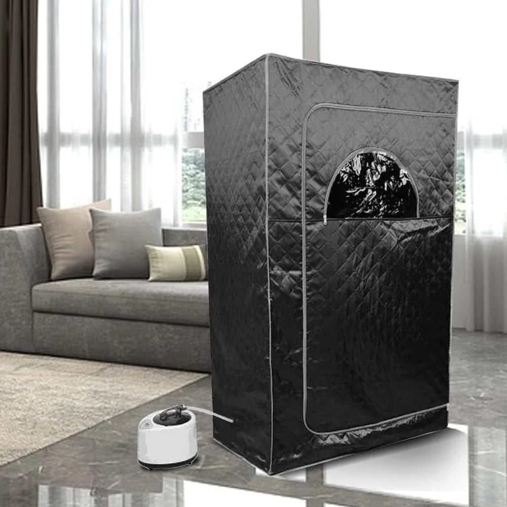 Sauna portátil con mando a distancia, sauna móvil de vapor, sauna doméstica, cabina térmica, sauna para sentarse, cabina, sauna (A-100 x 80 x 170 cm, negro)