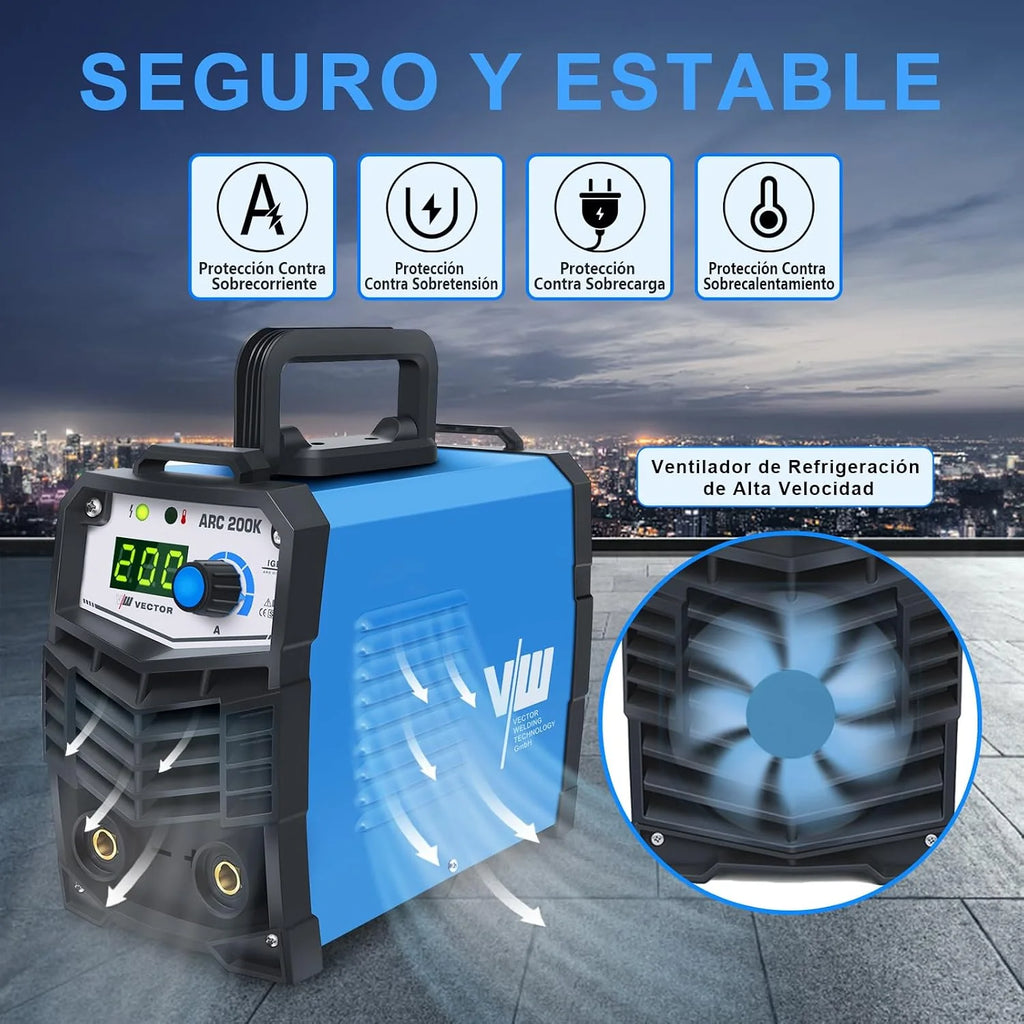 VECTOR WELDING Soldador de Electrodo 200A, Máquina de Soldar Inverter MMA
