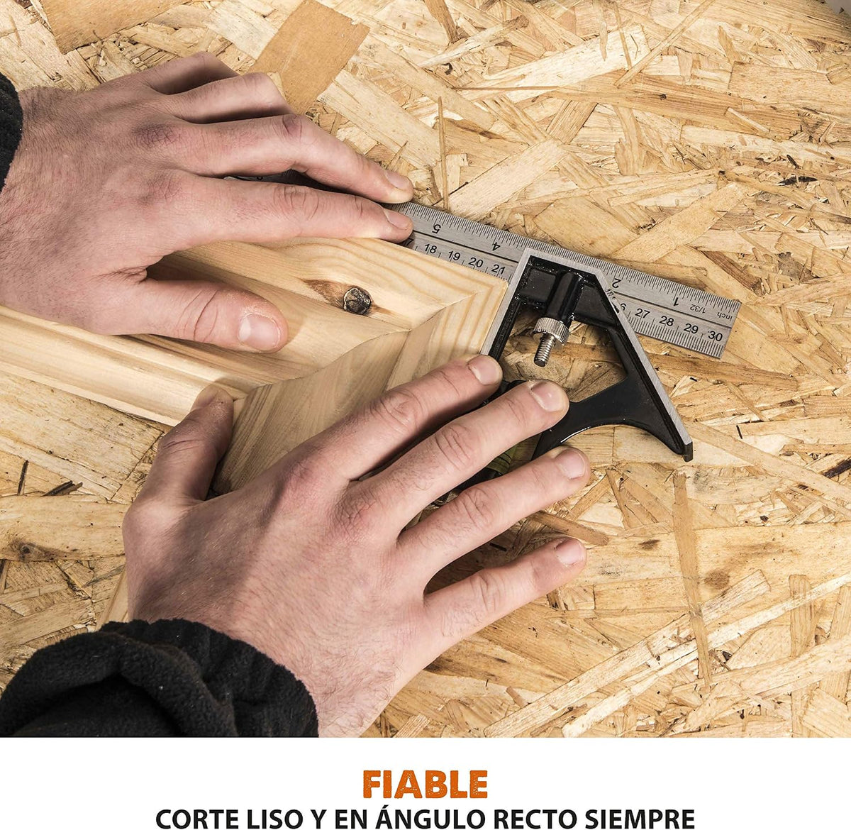 Evolution Power Tools - R210SMS-300+ Ingletadora deslizante multimaterial de 210 mm (230 V), con paquete plus, Corta acero dulce, aluminio, plástico, madera con clavos incrustados