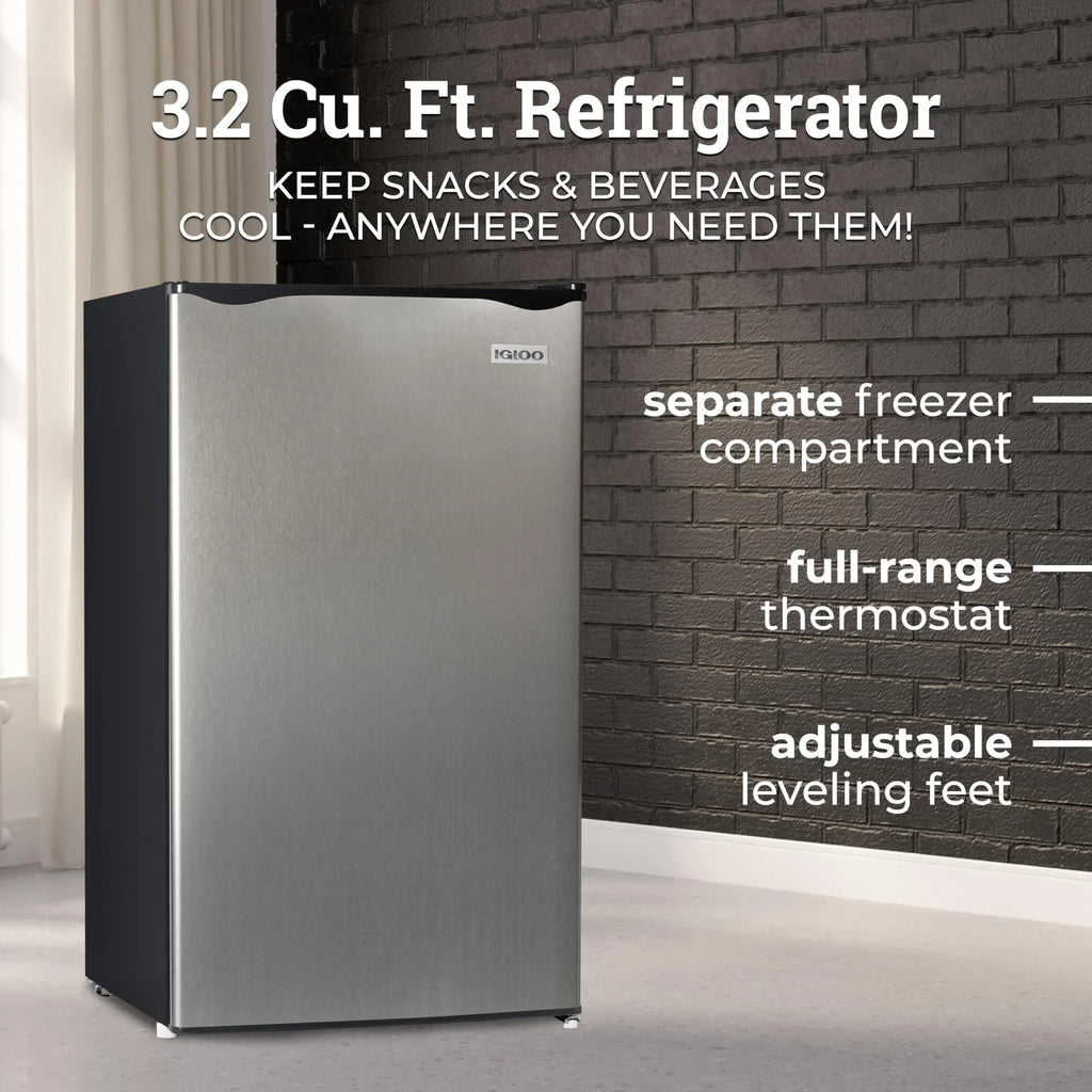 2025 Refrigerador Compacto Igloo de 3.2 Cu. Ft. con Congelador y Puerta Única