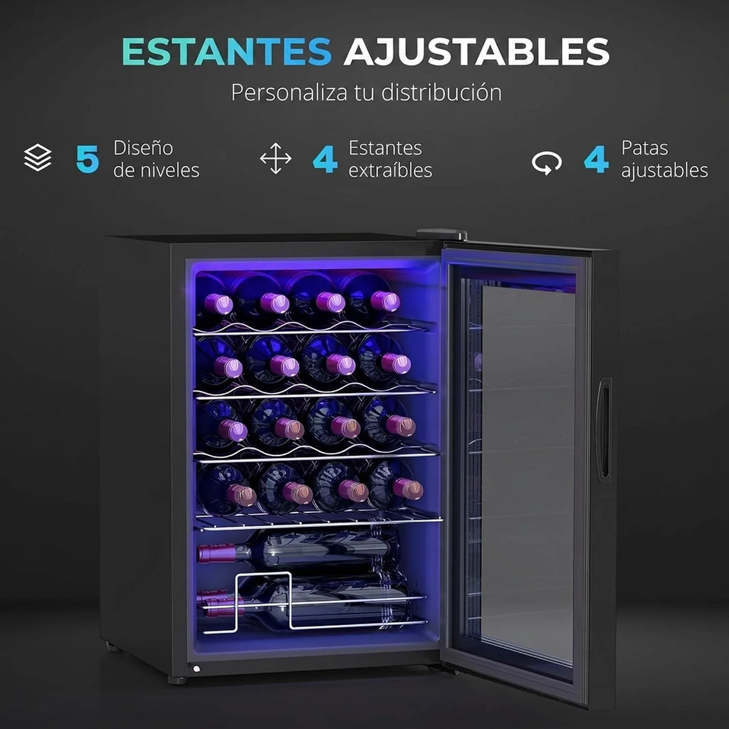 HOMCOM Vinoteca 20 Botellas con Compresor Pantalla LED Táctil 39DB Negro