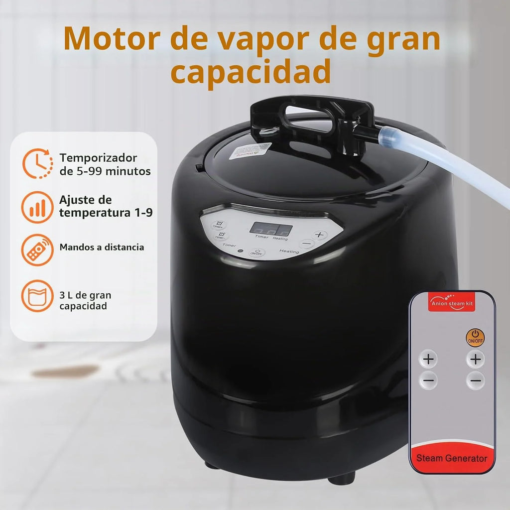 Sauna, Sauna de Vapor Portátil 3L, Sauna Plegable Cabina Portátil Hogar 1000 W, Gran Espacio, Sauna Portátil para Adelgazar, (sin la silla) Desintoxicación 90 * 90 * 180cm-3l-Negro