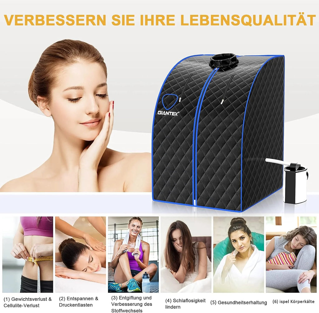 GOPLUS Sauna de Vapor 1000W 3L Plegable con Silla