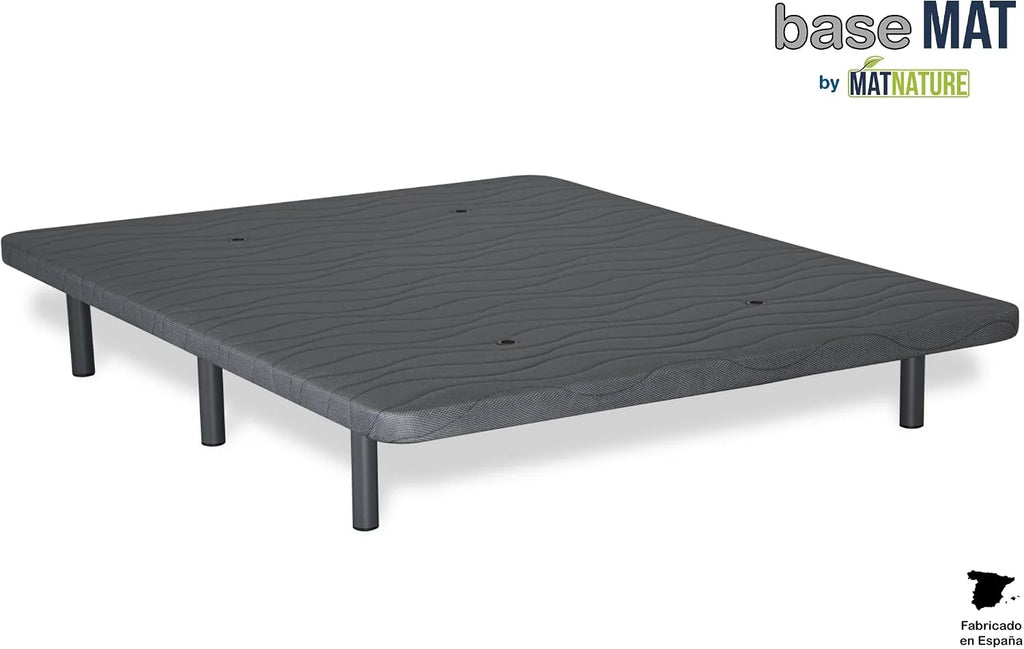 Matnature | Upholstered Base 3D l Stable Wood Structure | Super Resistant Metal Frame | Breathable FreshAir System | Base Height + Legs +/- 30 cm (150 x 190 cm, Grey)