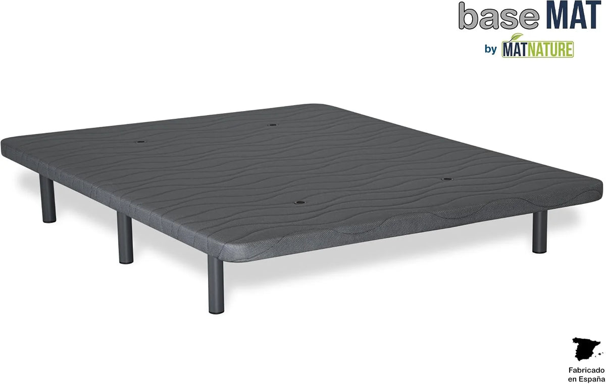 Matnature | Upholstered Base 3D l Stable Wood Structure | Super Resistant Metal Frame | Breathable FreshAir System | Base Height + Legs +/- 30 cm (150 x 190 cm, Grey)