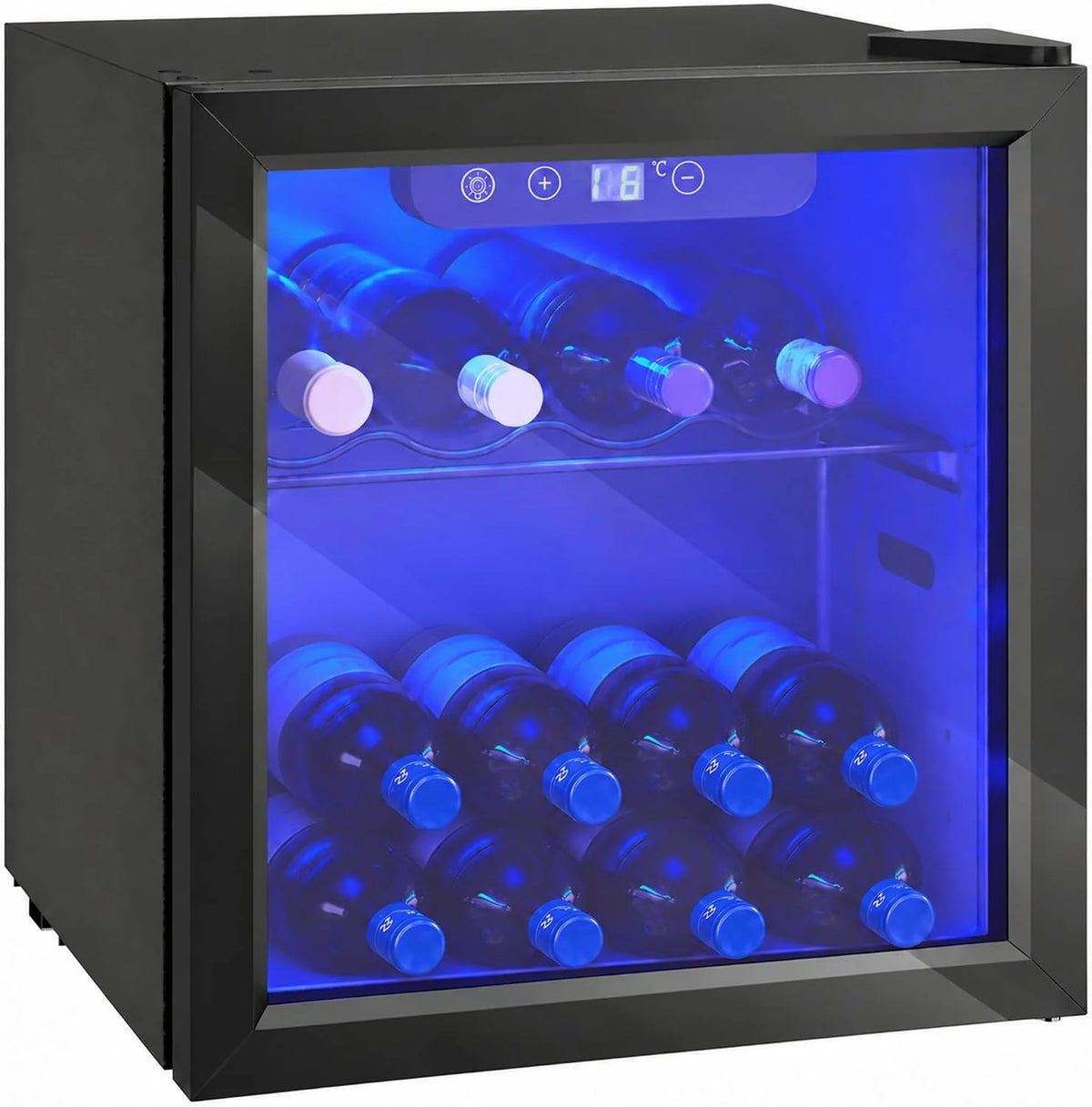 HOMCOM Vinoteca 12 Botellas, 36 L, Temperatura Ajustable 4-16℃, Negro