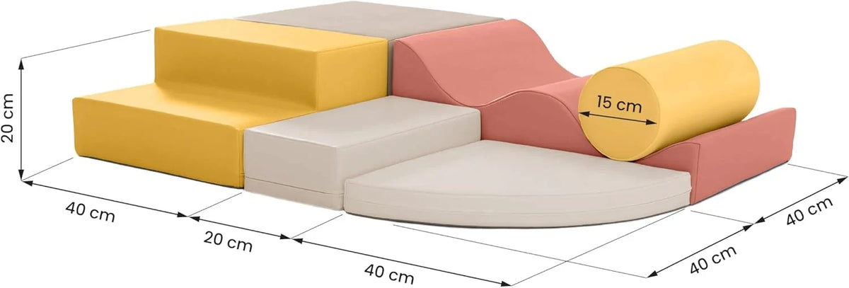 IGLU Soft Play Explorer Toboganes Infantiles Bloques Psicomotricidad Infantil Parque Montessori Juego de 6 Espuma Educativos para Niños Escalada Bebe (Pastel Autumn)