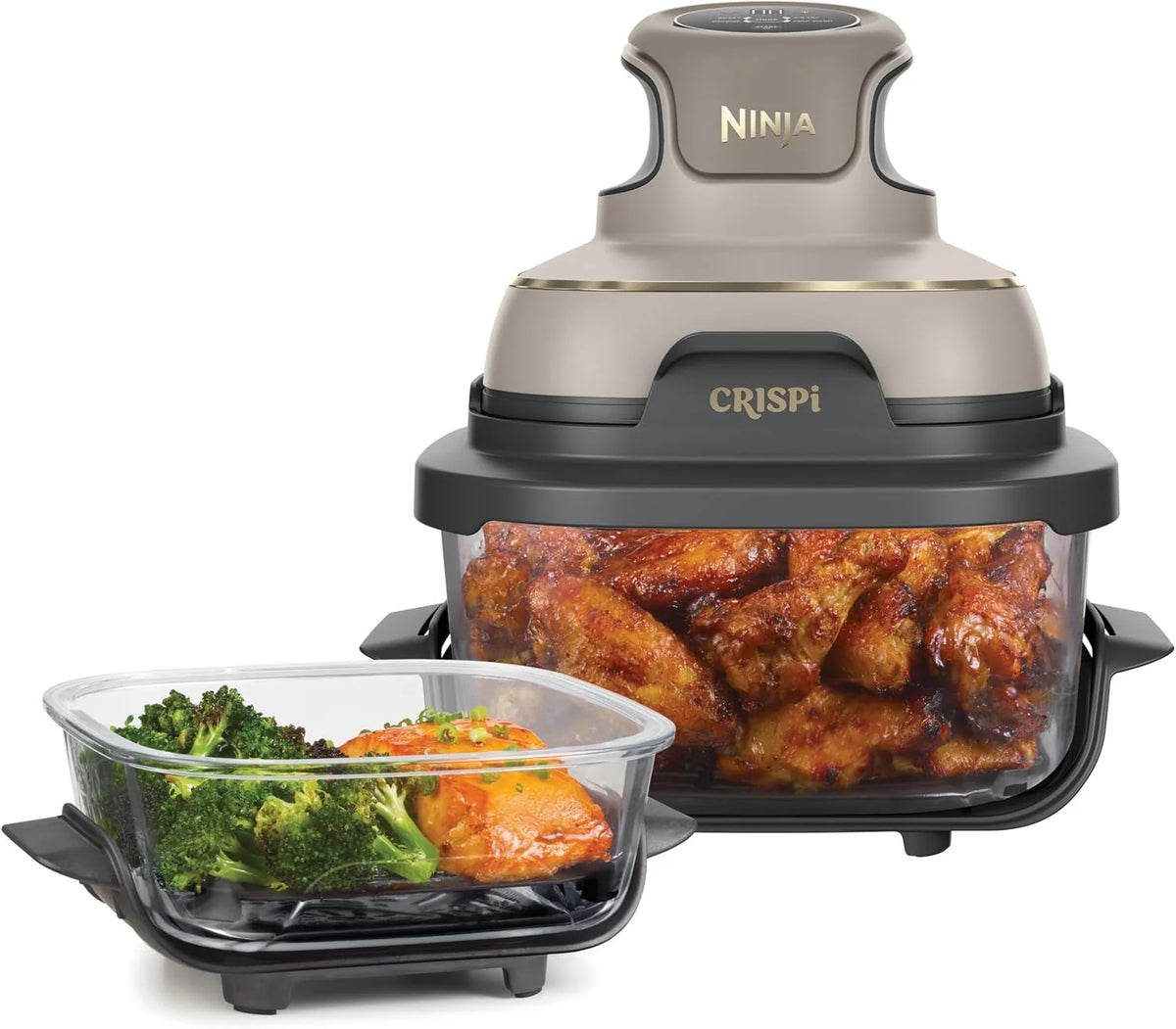 Ninja CRISPi, Freidora de Aire Portátil 4 en 1, 3,8L, Piedra/Dorado