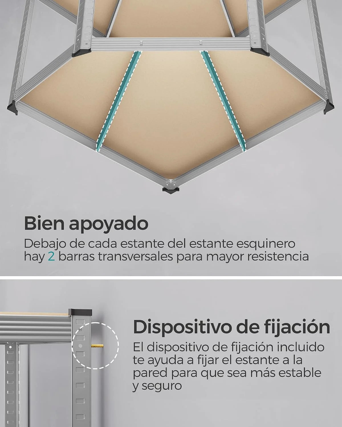 SONGMICS Estantería Esquinera de 5 Niveles, Acero, Carga de 2625 kg