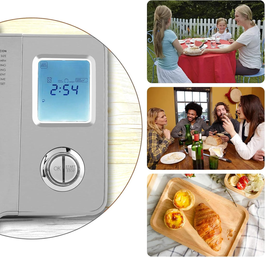 Panificadora Automática, Panificadora automática de 550 W, 25 programas de horneado, LCD, Máquina Programable para Hacer Pan, 13H Temporizador de Citas, para Panes, sin Gluten, Bizcochos