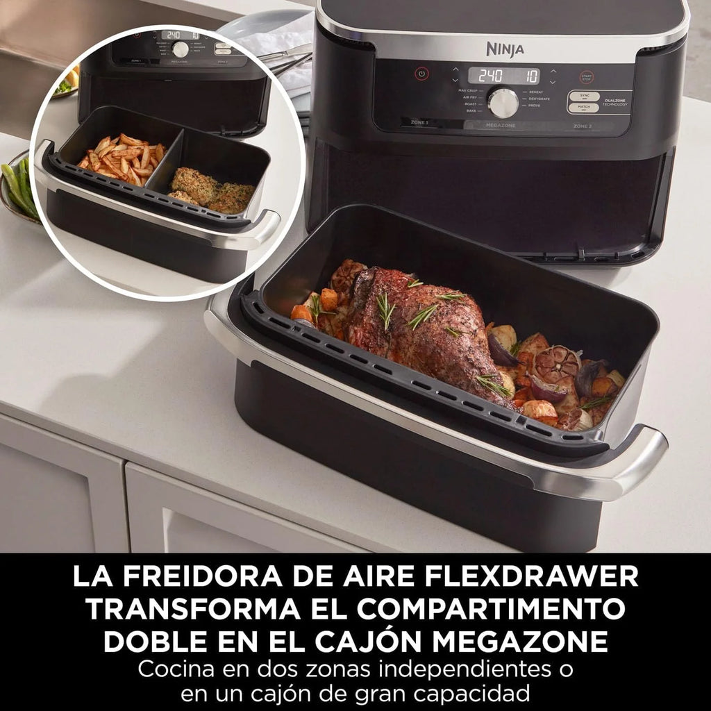 Ninja Foodi FlexDrawer, Freidora de Aire con Zona Flex, Negro
