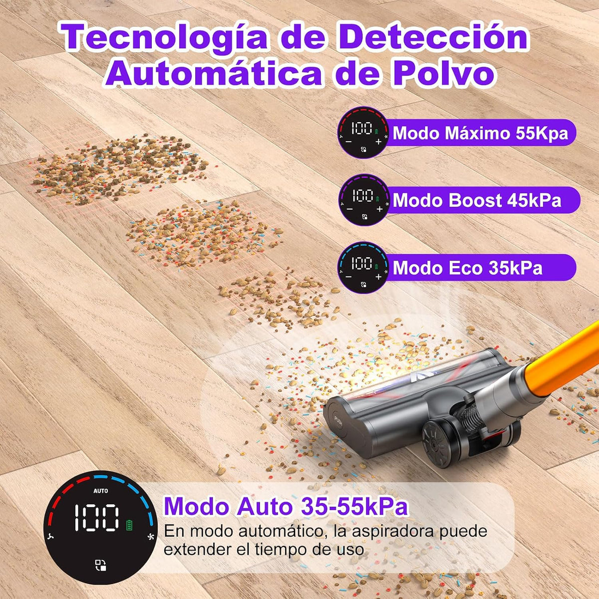 coovy SU7 Aspiradora sin Cable 580W/55Kpa/75Mins. Aspiradora de Mano