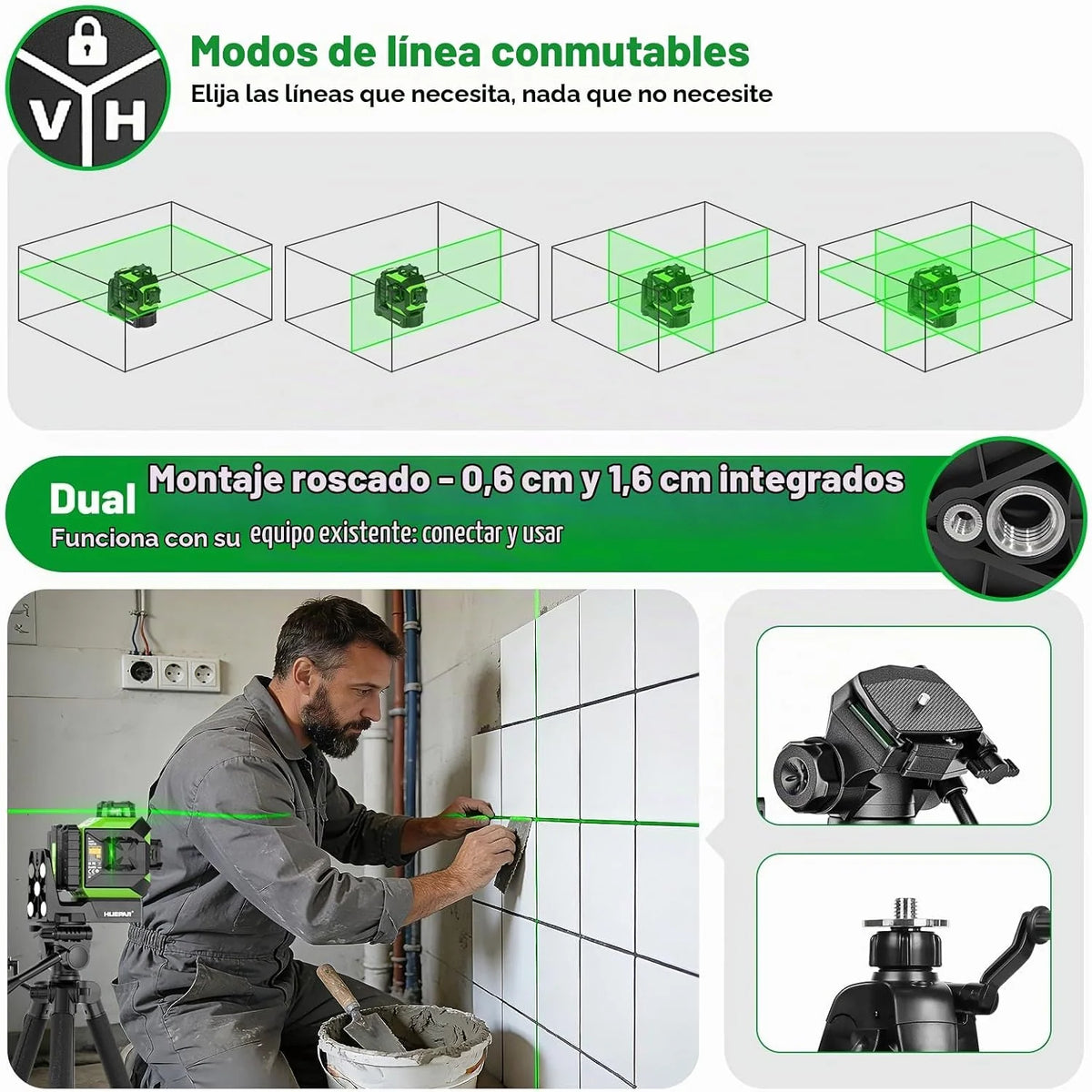 Huepar 703TR Nivel Láser con Alineación Automática, Rotación en Punto Fijo