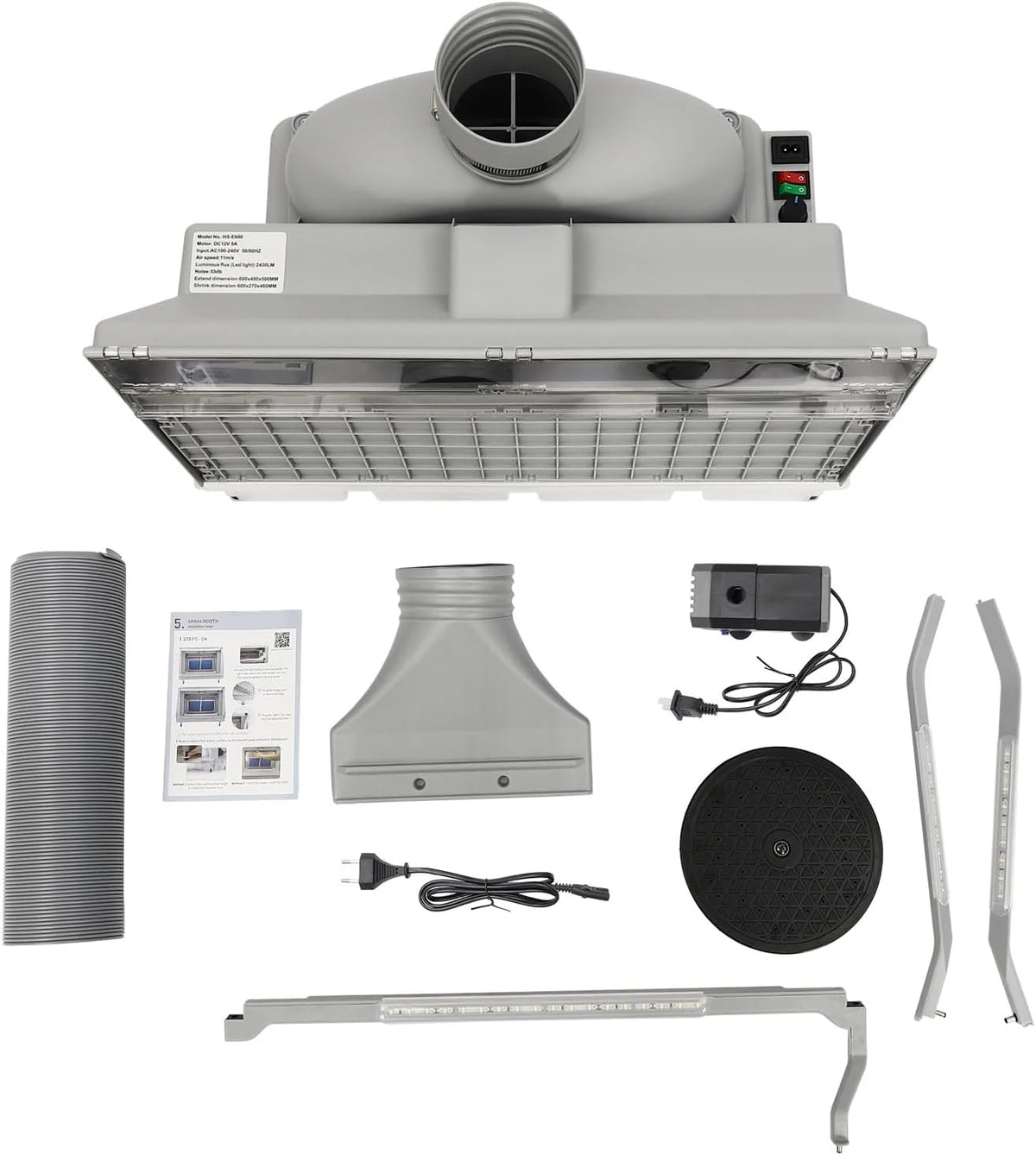 OUKANING Cabina de pintura para aerógrafo con LED y succión, plegable