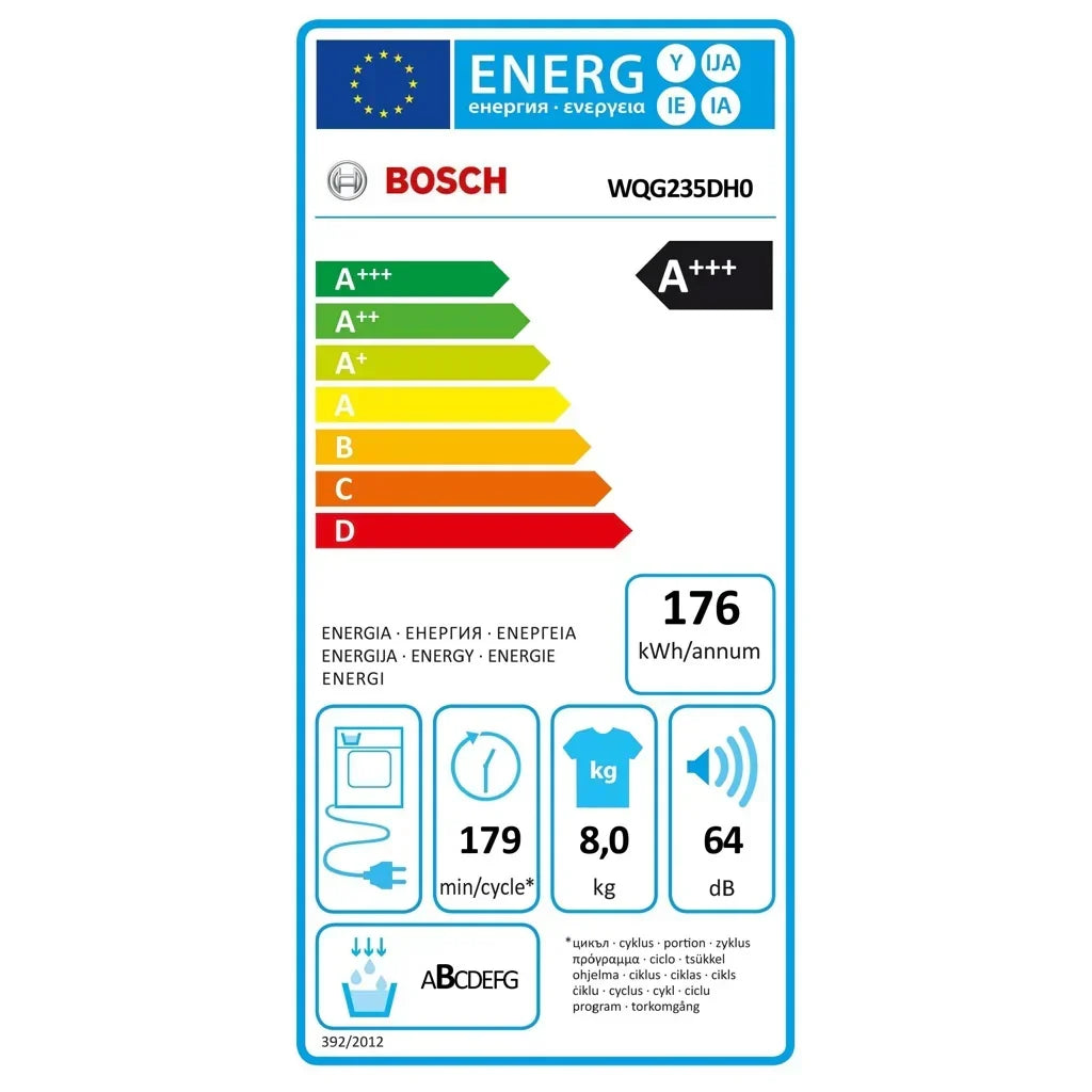 2026 Secadora de bomba de calor Bosch Serie 6 WQG235DH0 8 kg blanco A+++