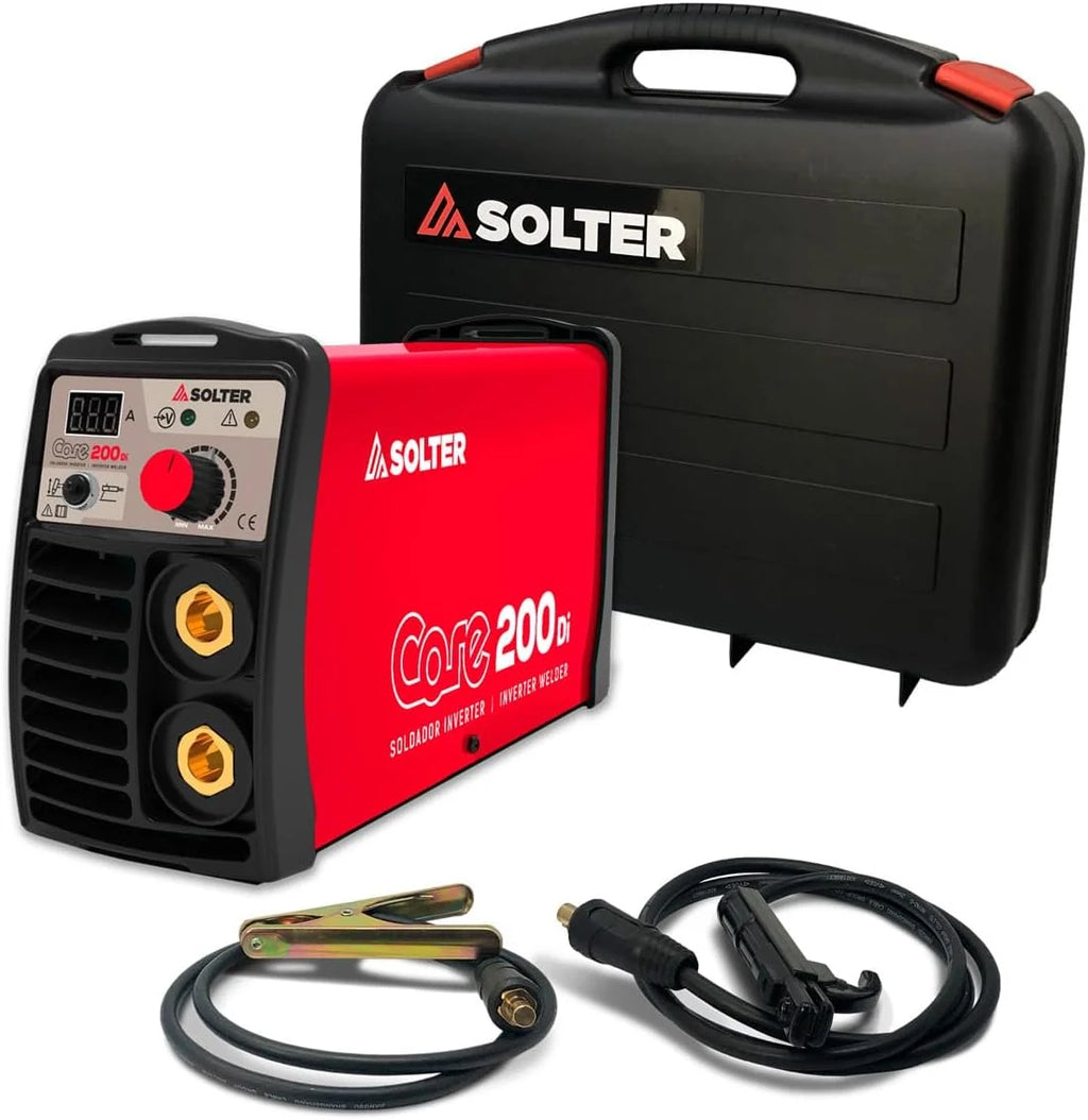 Solter - Soldador Inverter CORE 200Di, 200A de Potencia, Ciclo de Trabajo Profesional MMA y TIG Lift-Arc Tecnología Nanocrystaline con Accesorios