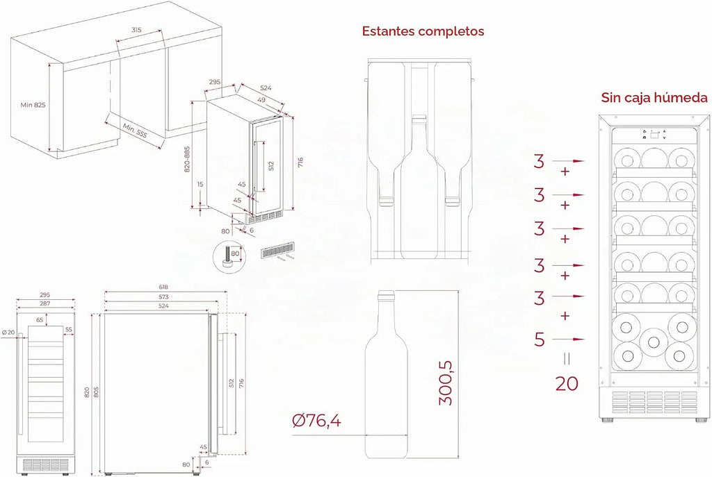 Teka - Vinoteca - Enfriador de vinos independiente con capacidad para 20 botellas y control de temperatura ajustable - Modelo Sommelier RVU 10020 GBK