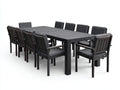 Conjuntos de comedor de jardín 200x100x75 cm - mesa de aluminio con 10 sillas tapizadas - negro-gris - diseño moderno exterior