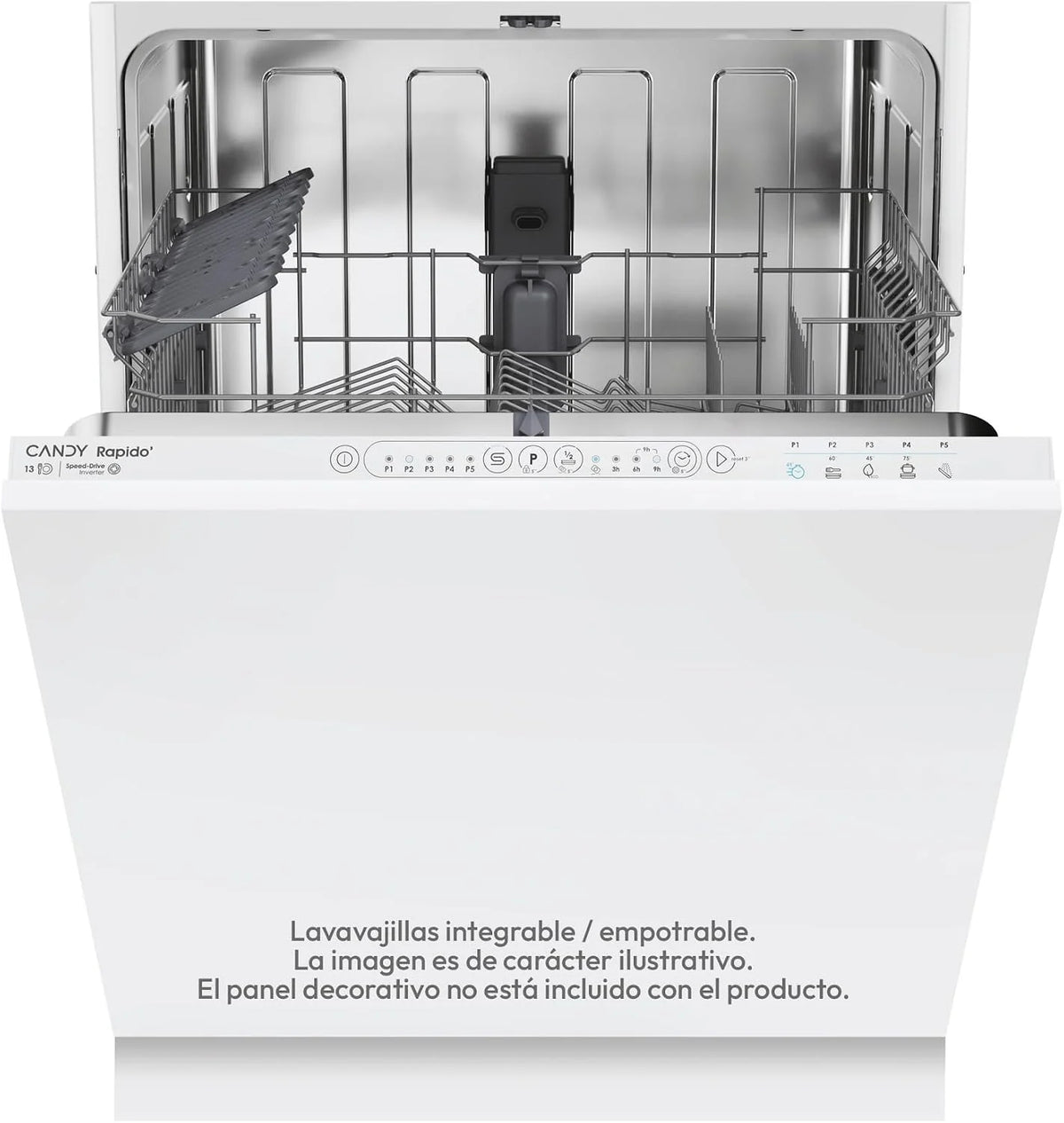 Candy Rapidò CI 3E53E0W, Lavavajillas Integrable 60 CM, 13 Servicios, Digital, 53 Dba, 5 Programas, Motor Inverter, Indicador Fin de Ciclo, Inicio Diferido 3-6-9 horas